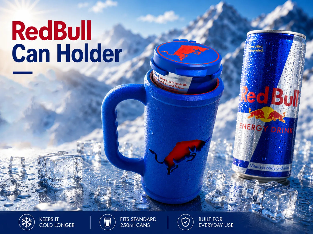 Porte-canette inspiré de RedBull avec couvercle. 250ml - Cuisine Print