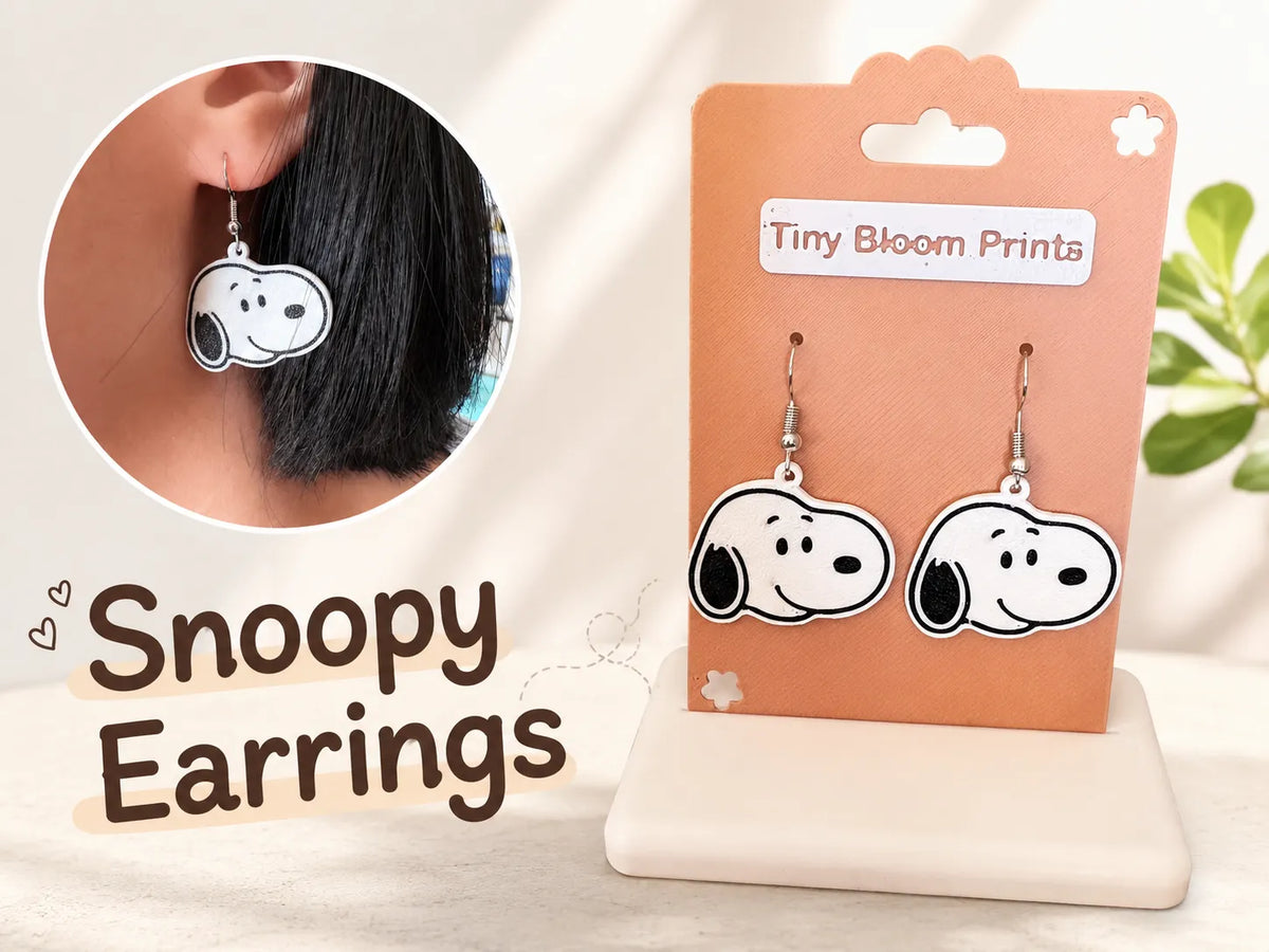 Boucles d'oreilles Snoopy – Paire pendante mignonne - Bijoux Print