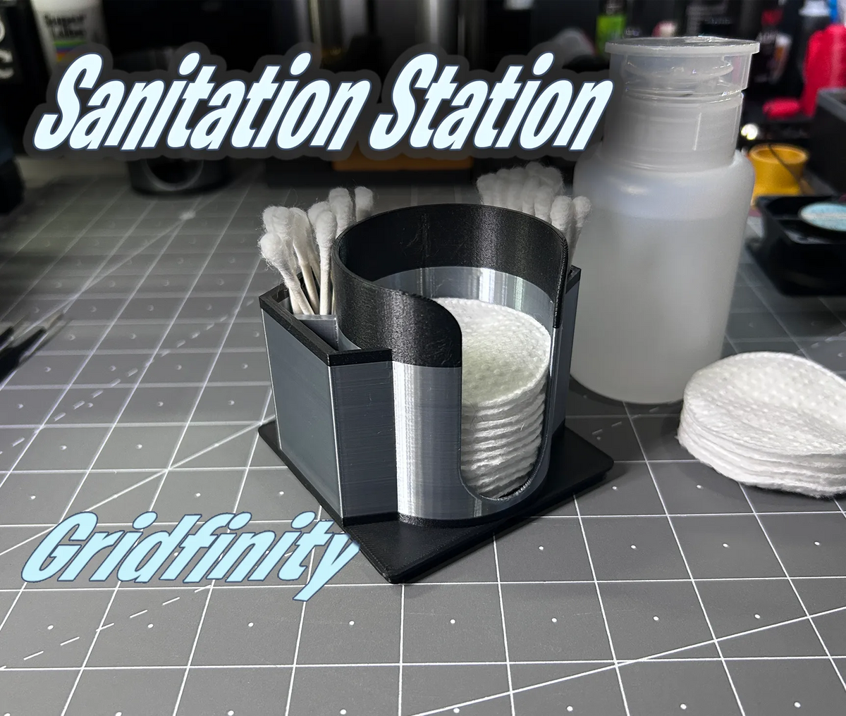Support pour cotons et bâtonnets d'oreille Gridfinity - Station d'hygiène 2x2 - Beauté Print