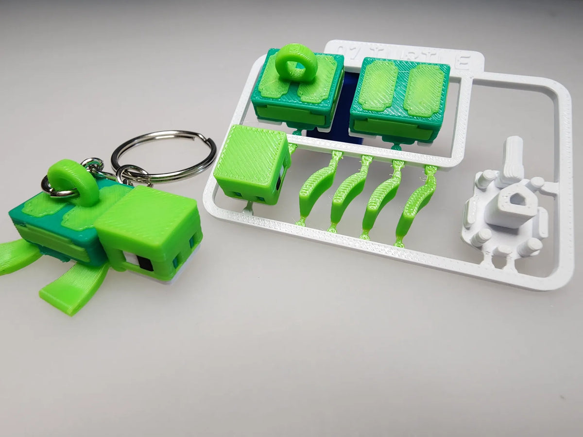 Kit/Porte-clés Mini Figurine Inspirée de Minecraft - Tortue - Figurine Print