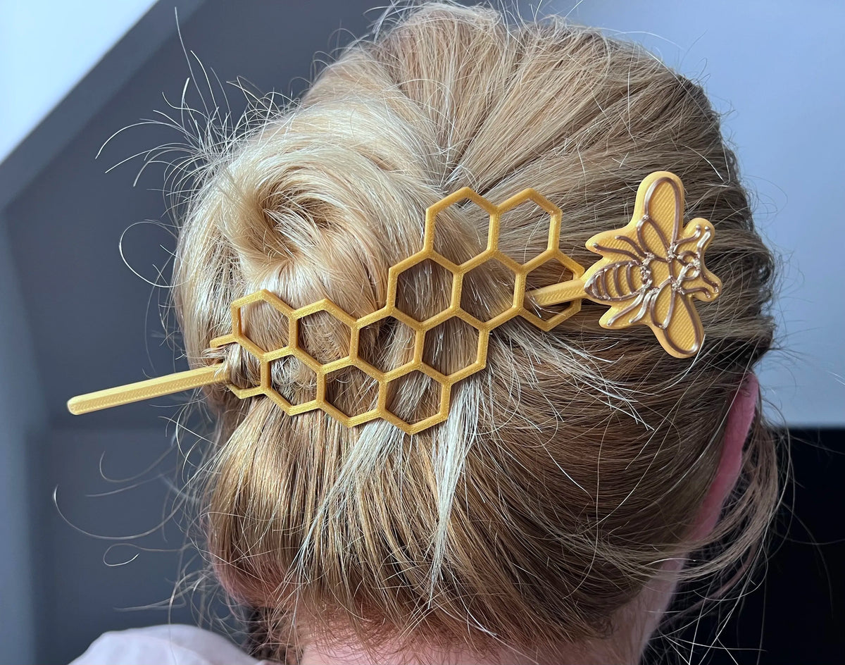 Barrette glissante Abeille et Nid d'abeilles - Bijoux Print
