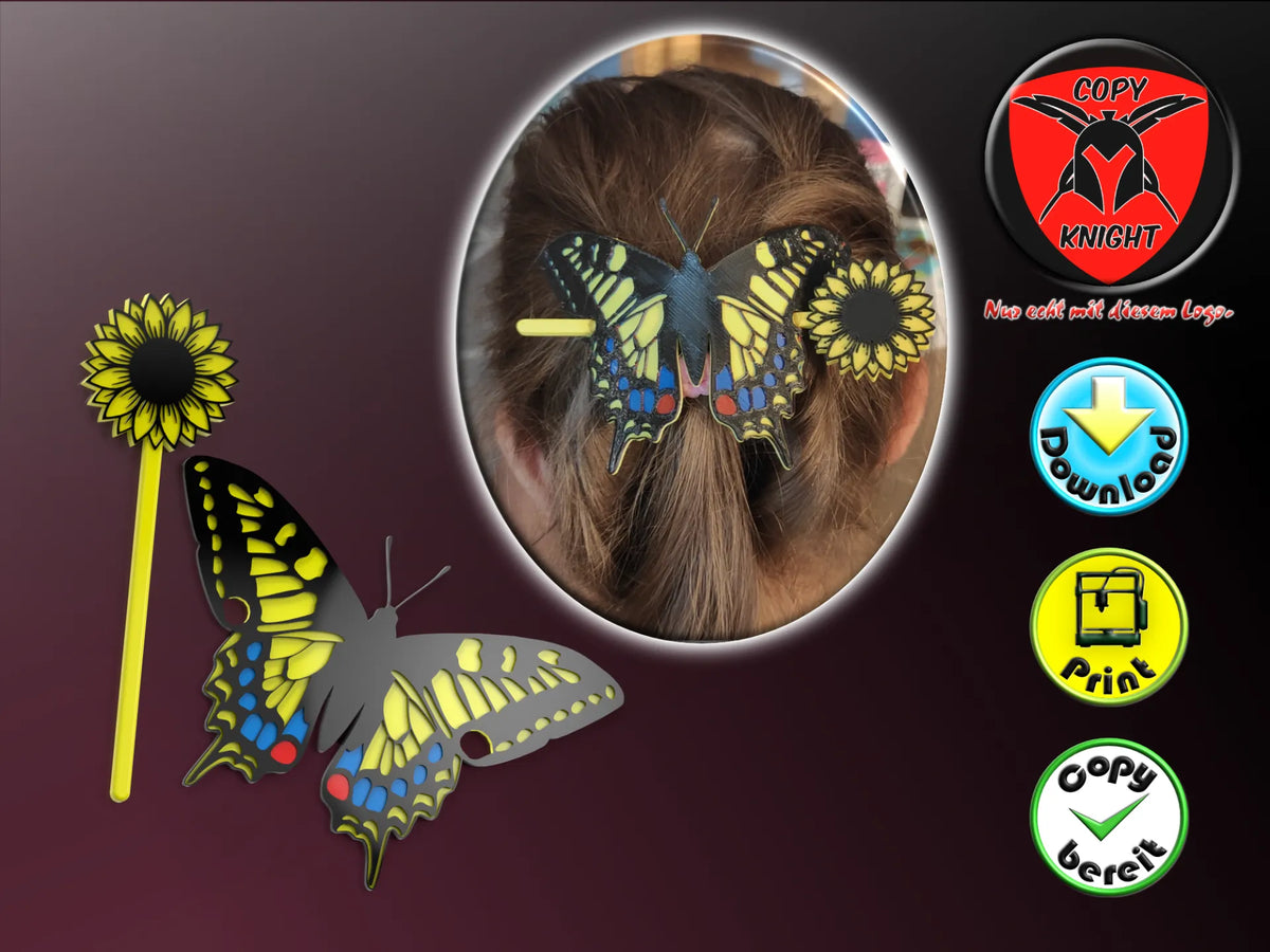 Papillon - Pin à cheveux coulissante queue d'hirondelle - Bijoux Print