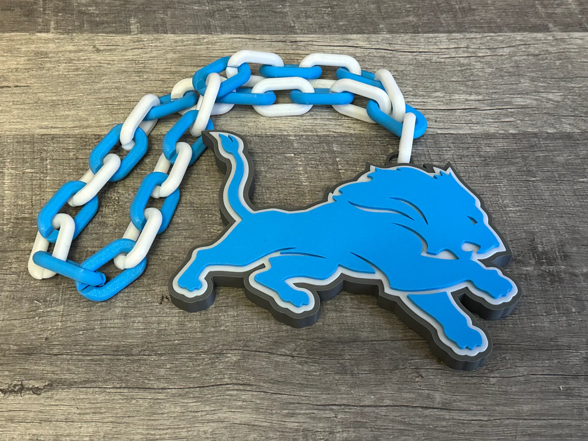 Chaîne et logo du collier des Lions de Detroit propres - Bijoux Print
