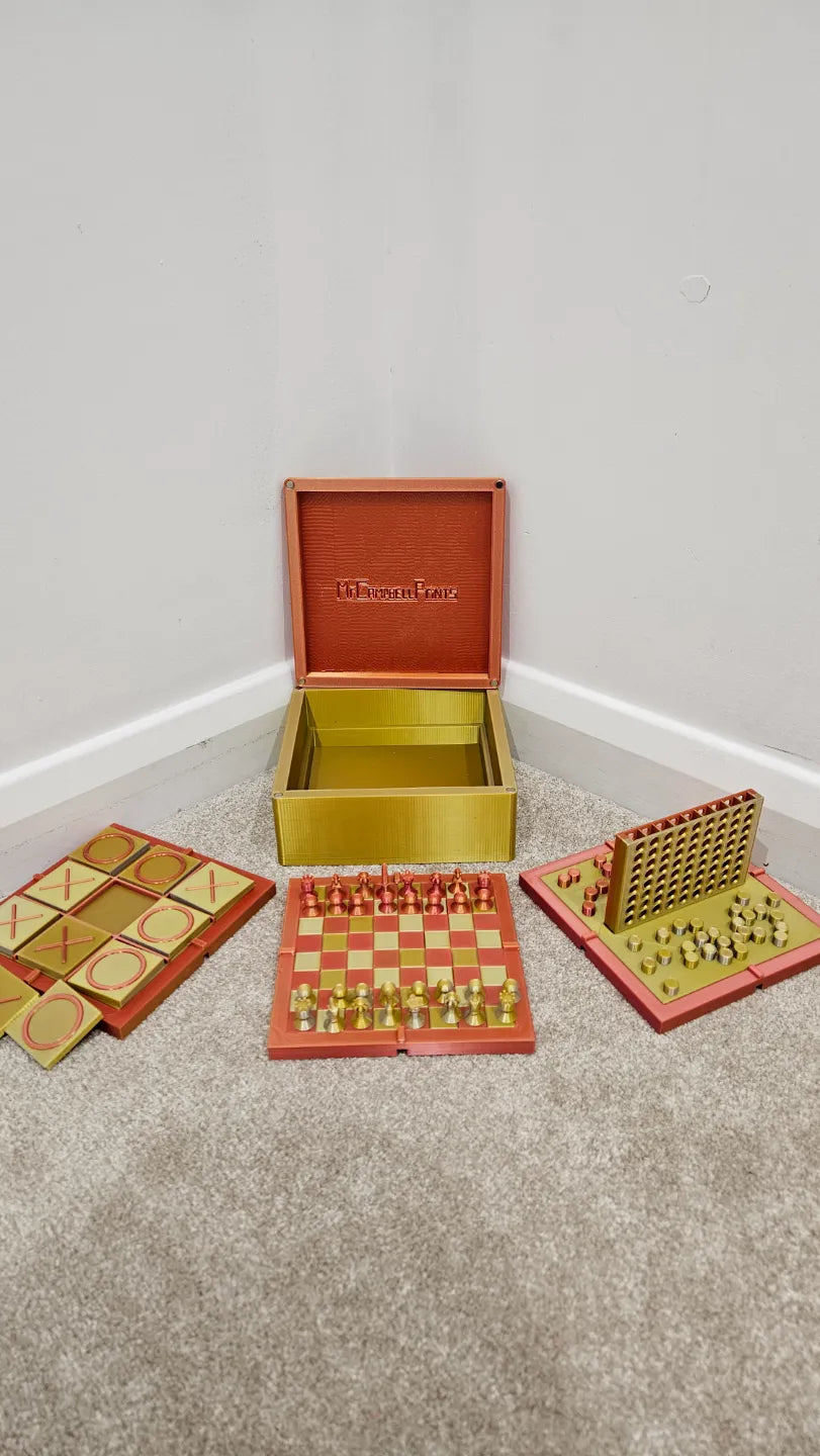 Boîte de jeu 3 en 1 : Échecs, Tic Tac Toe et Puissance 4 - Jeux Print