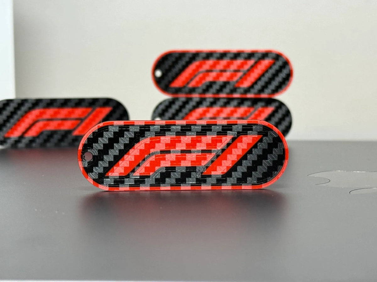 Porte-clés Formule 1 en carbone - Porte-clés fini en carbone Formule 1 - Auto Print