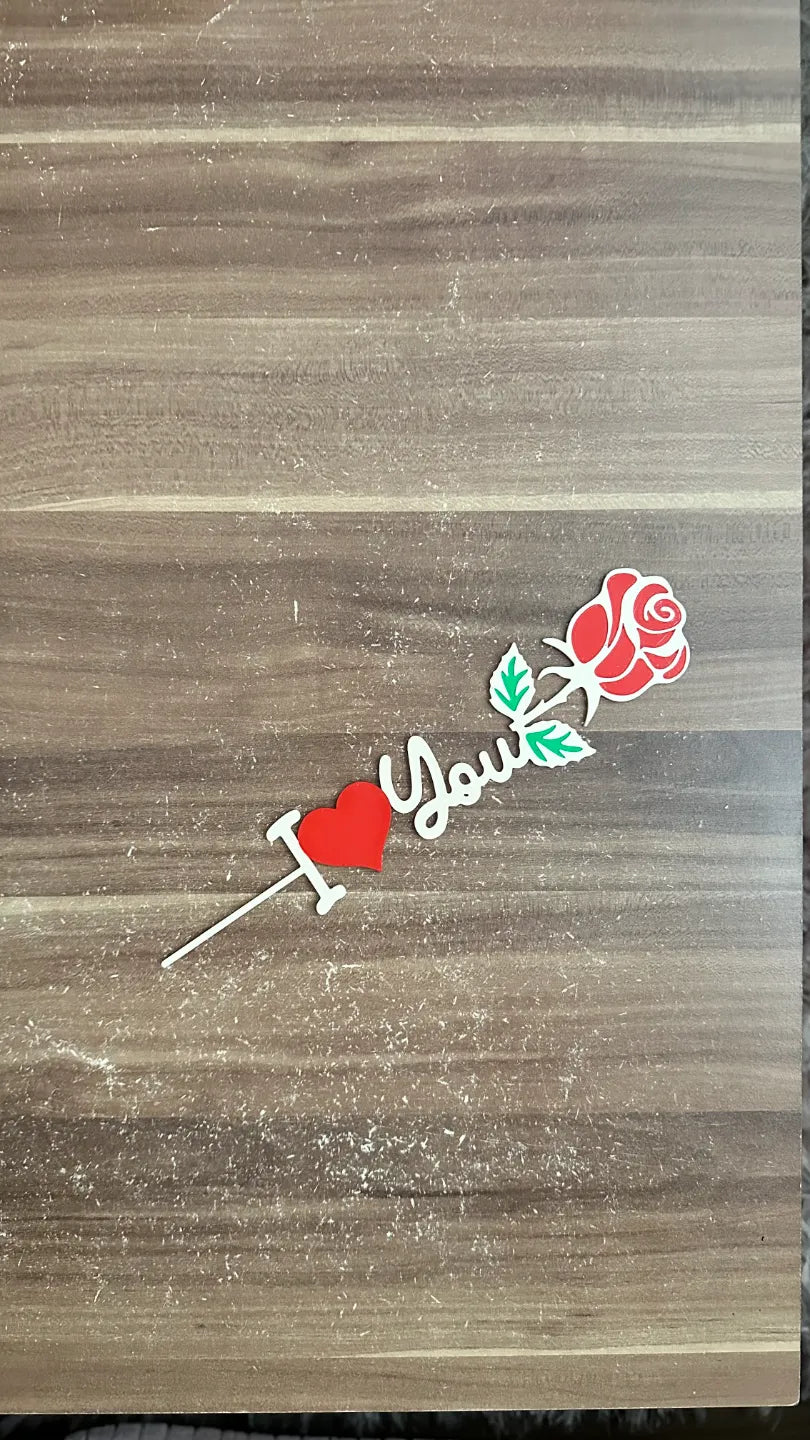 Rose de la saint-valentin avec tige "je t'aime" – modèle 2 - Fêtes Print