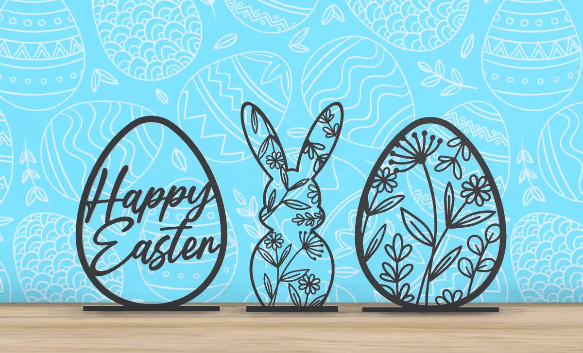 Pâques - Lapin floral et œufs - Décoration debout - Fêtes Print