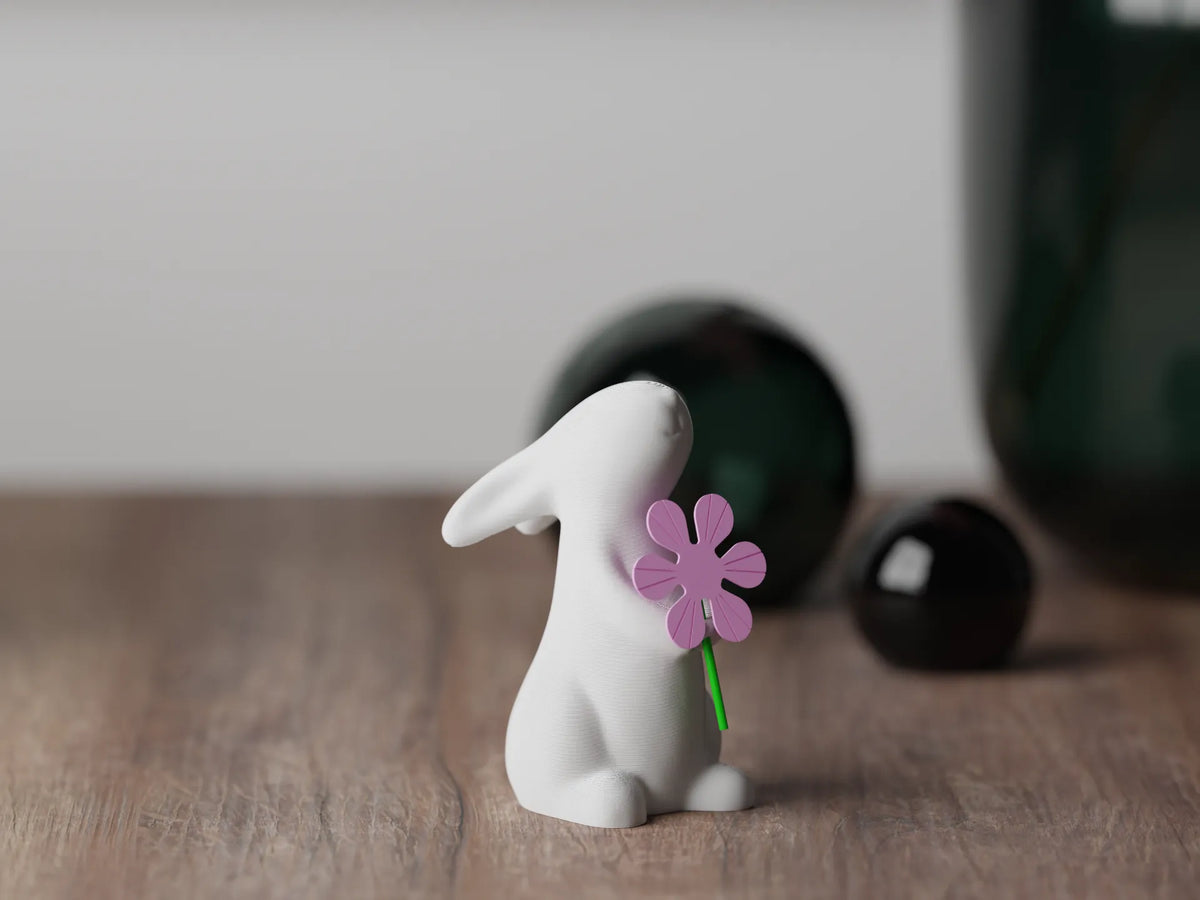 Lapin de Pâques moderne et minimaliste avec des mains en fleurs - Fêtes Print