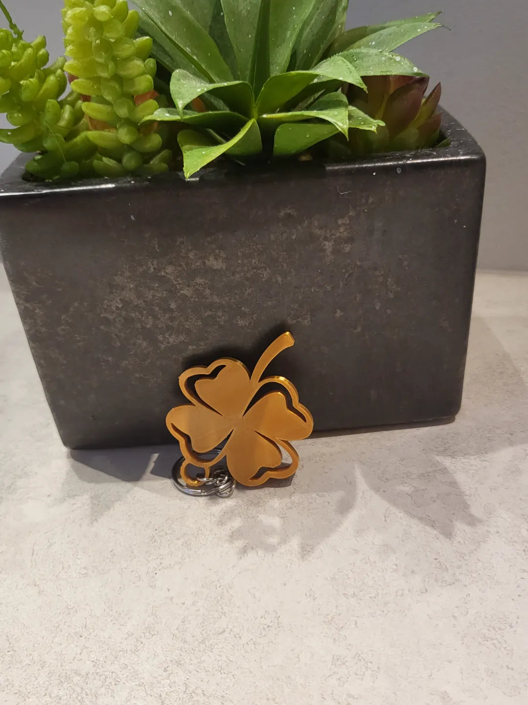 Porte-clés trèfle à quatre feuilles porte-bonheur double face - Bijoux Print