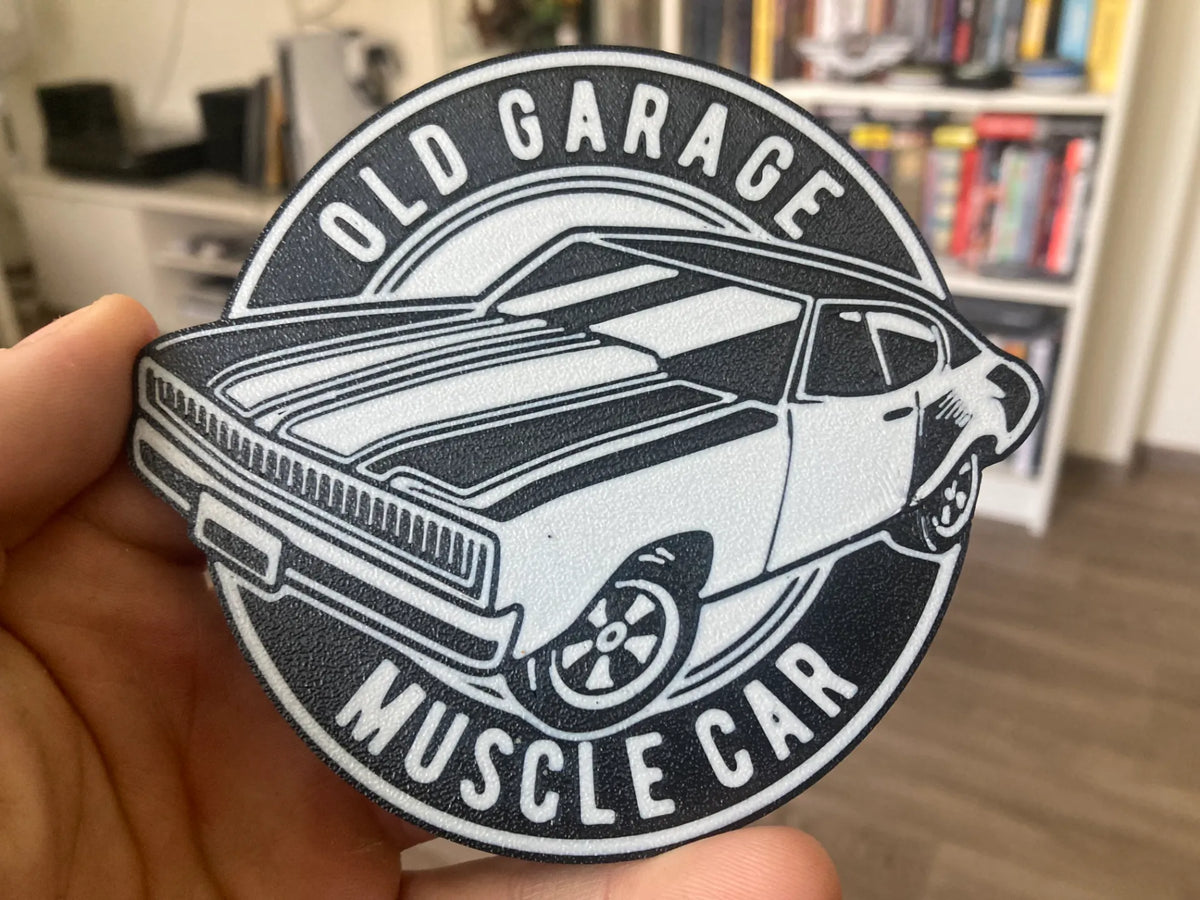 Ancien sous-verre de voiture de muscle de garage - Auto Print