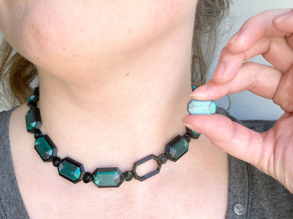 Collier à maillons flexible avec émeraudes - Bijoux Print