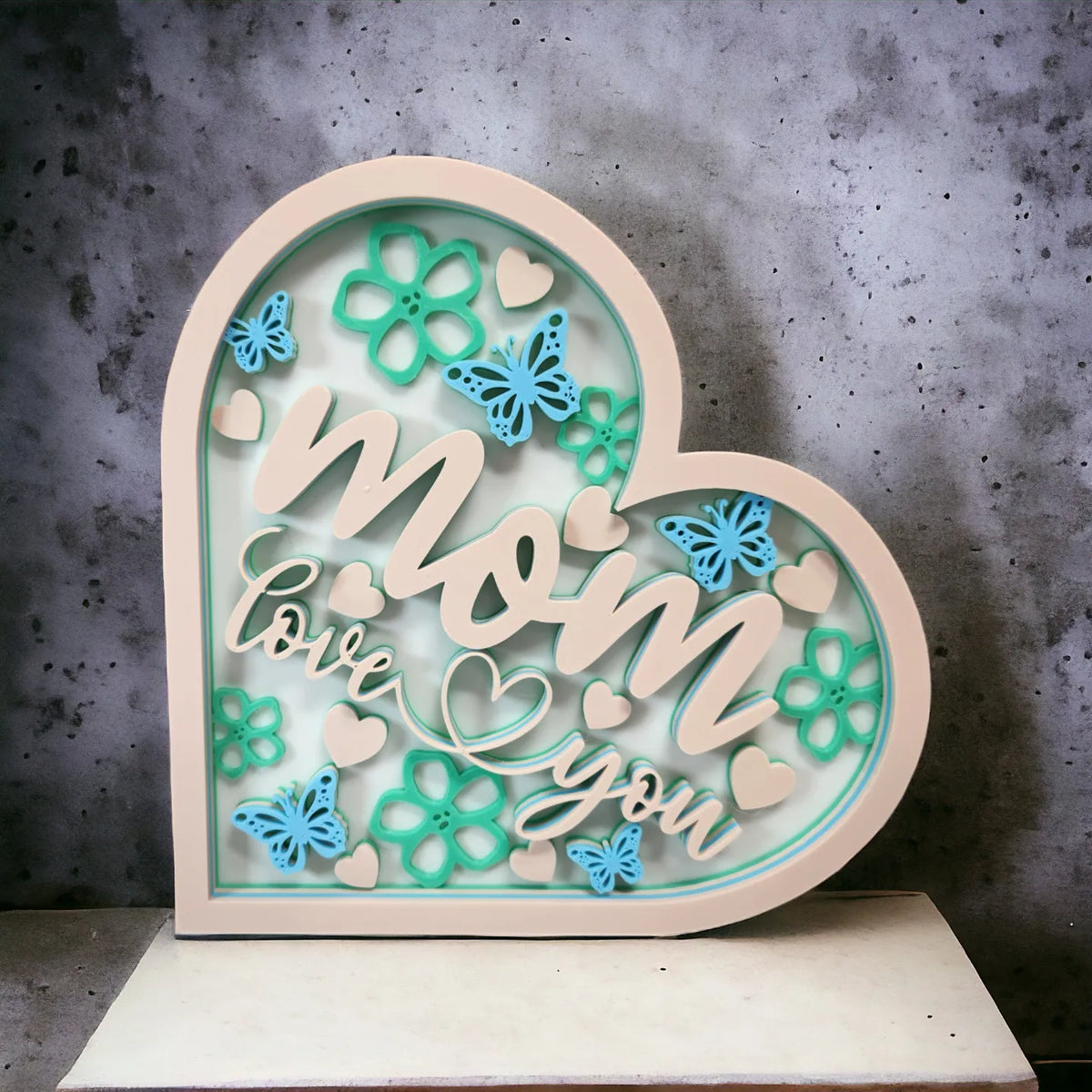 Je t'aime maman ! Plaque de mandala à couches - Fêtes Print