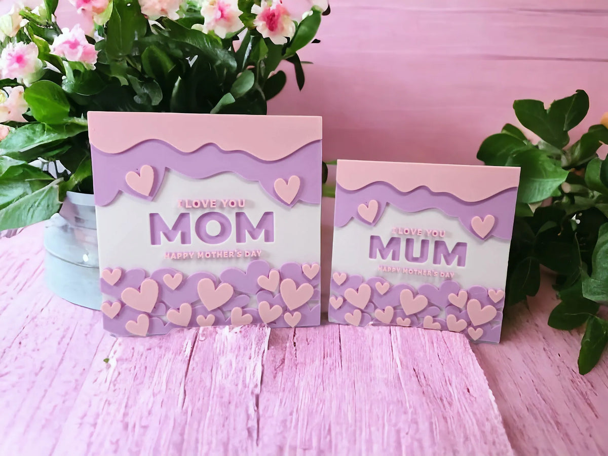 "Je t'aime Maman / Maman" Plaque & Carte de vœux Ensemble - Fêtes Print