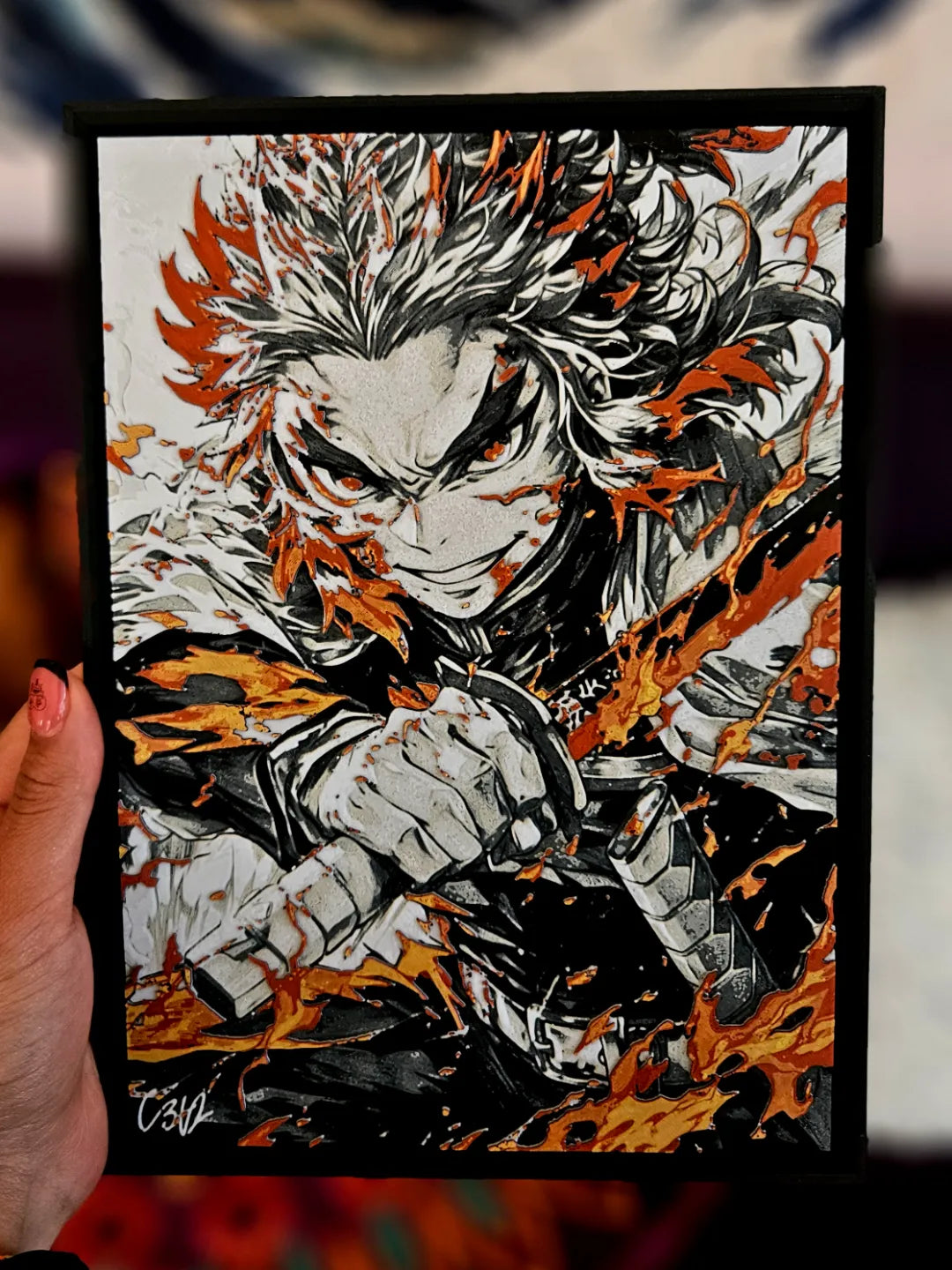 Kyojuro Rengoku - Demon Slayer (Peinture de filaments) - Art Print