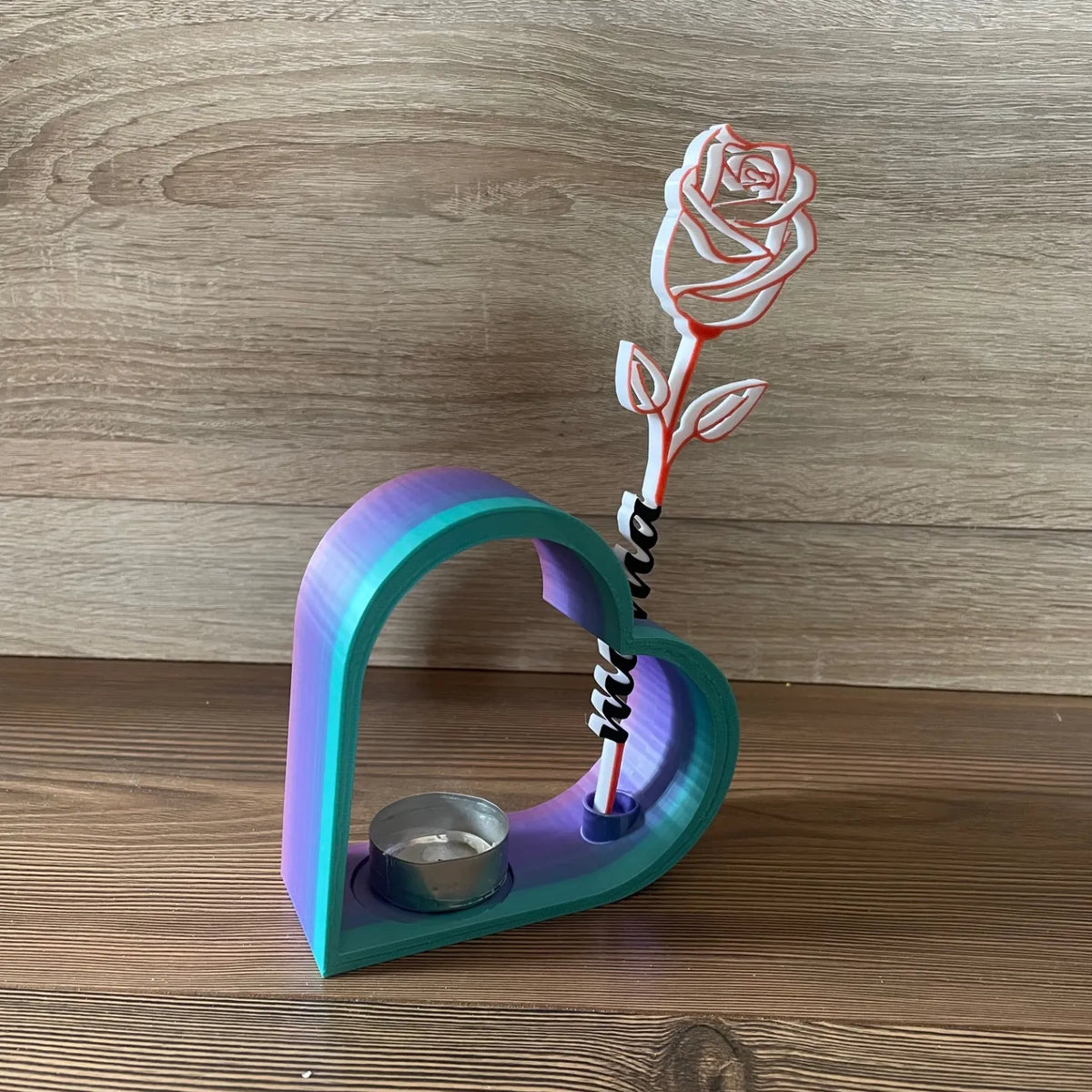 Vase en forme de cœur pour la fête des mères avec LED / Muttertag Herz - Cadeau Print