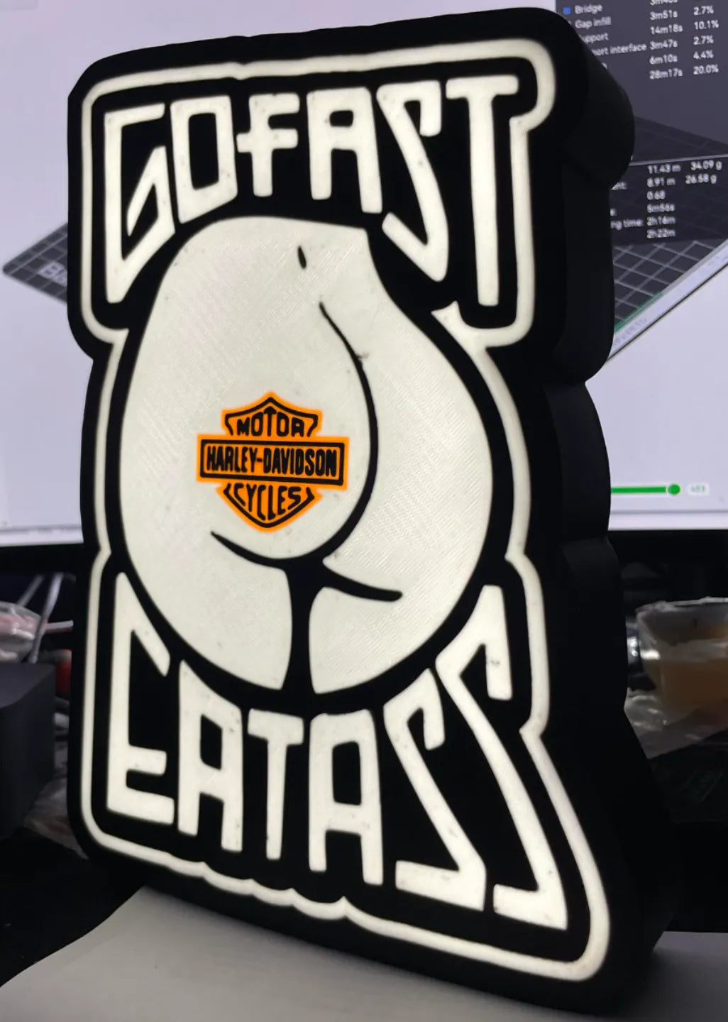 Roulez Vite Mangez un C** Harley Davidson Néon - Lumière Print