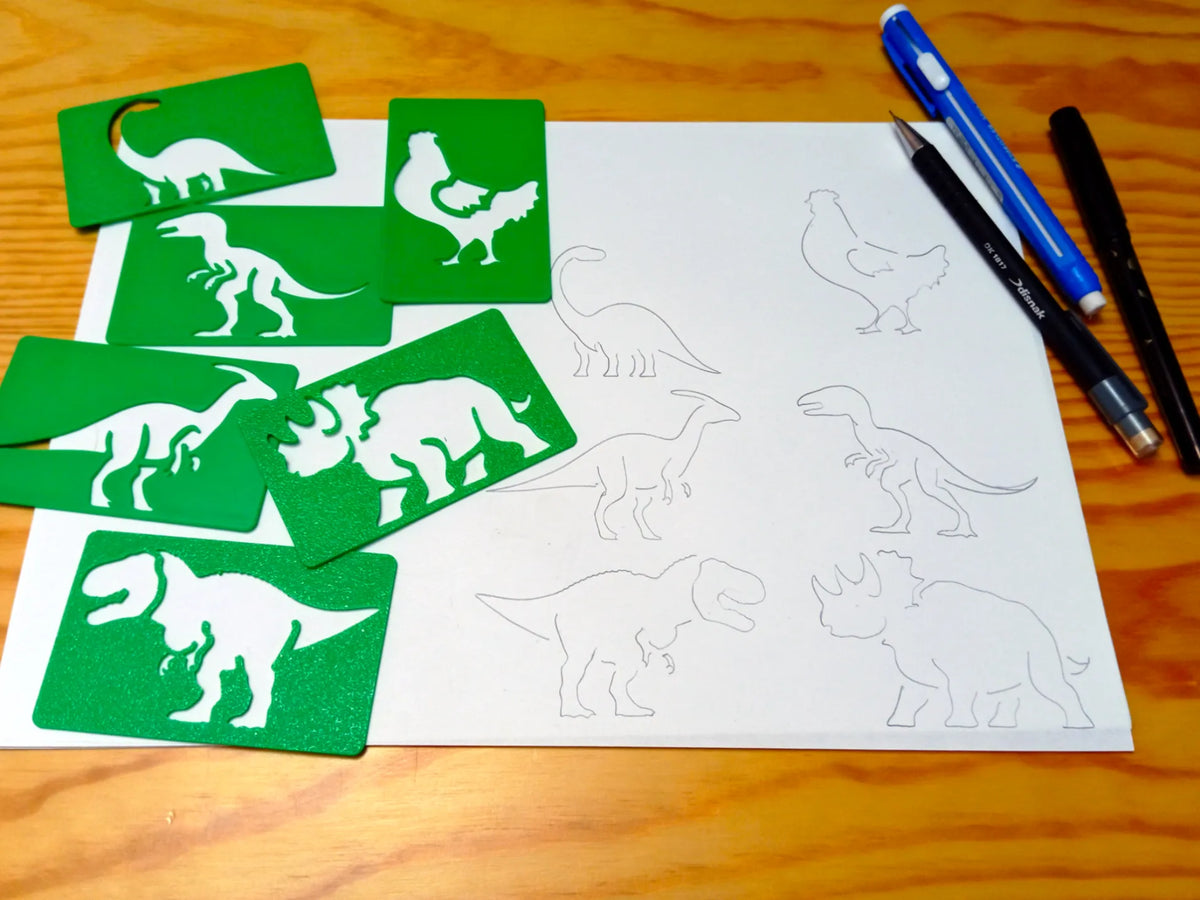 Cartes de pochoirs de dinosaures - Maquette Print