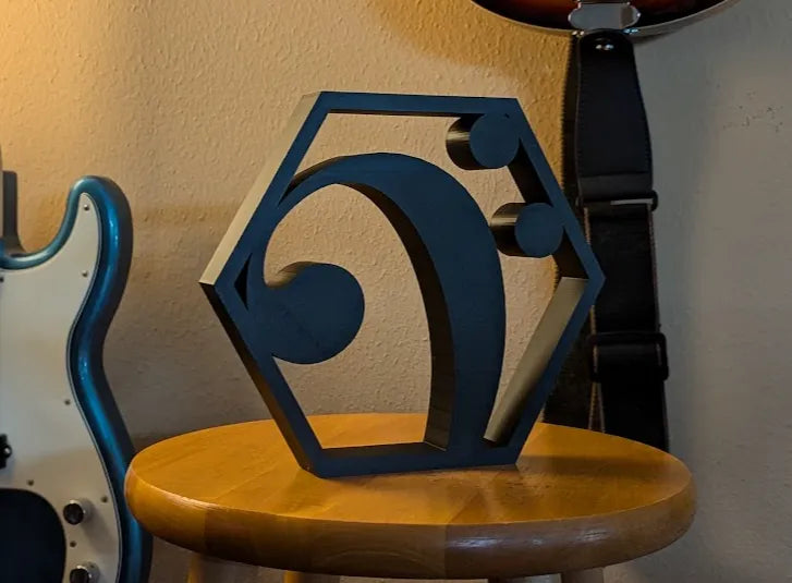 Sculpture moderne hexagonale en clé de basse - Art Print