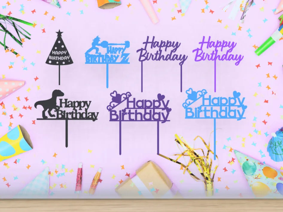 Décorations de Gâteau - Joyeux Anniversaire - Pack de 2 - Cuisine Print