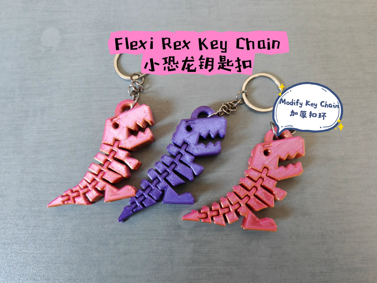 Porte-clés Flexi Rex. Petit dinosaure - Maquette Print