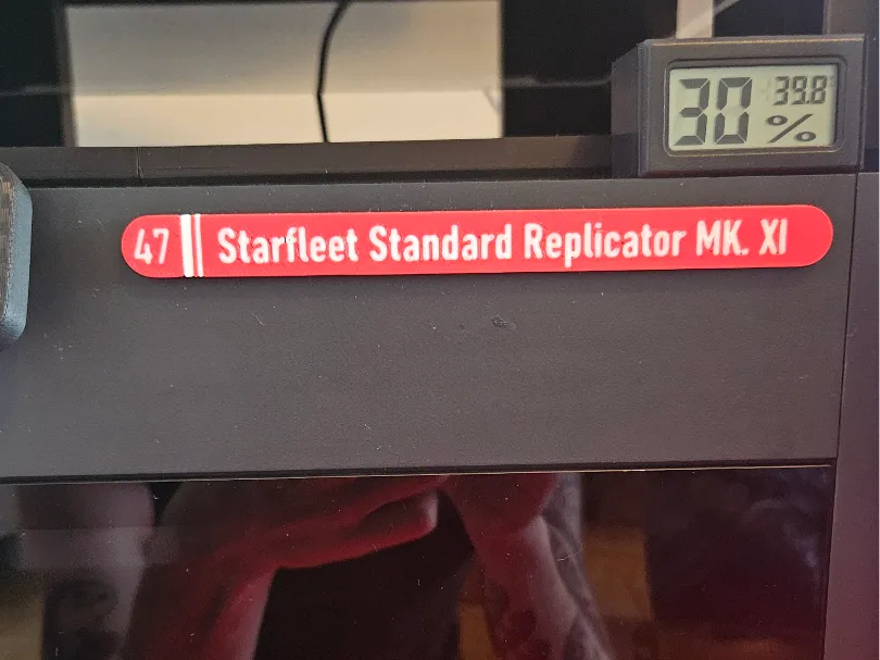 Étiquette/panneau d'imprimante 3D - Réplicateur Star Trek - Geek Print