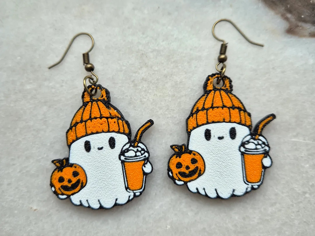 Boucles d'oreilles multicolores fantômes d'Halloween - Fêtes Print