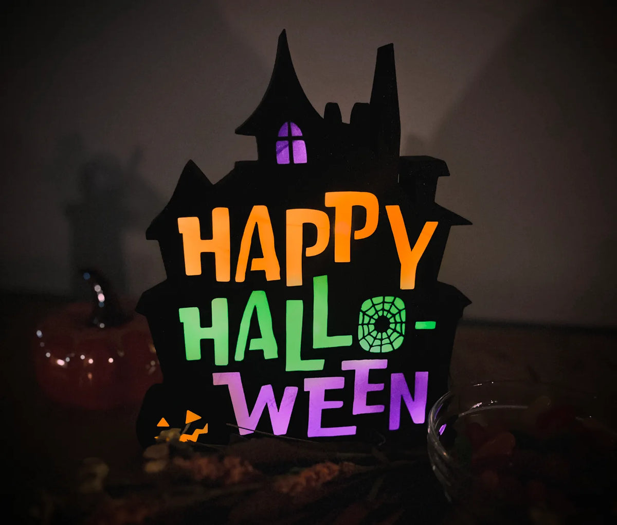 Joyeux Halloween - boîte à lumière LED double face - Tech Print