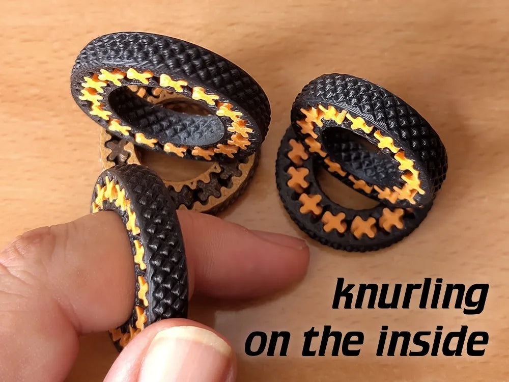 Bague d'engrenage fidget avec un molettage intérieur - Bijoux Print