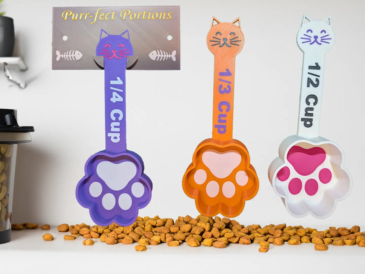 Cuillères à nourriture pour chat avec porte-manteau mural - Pet Print