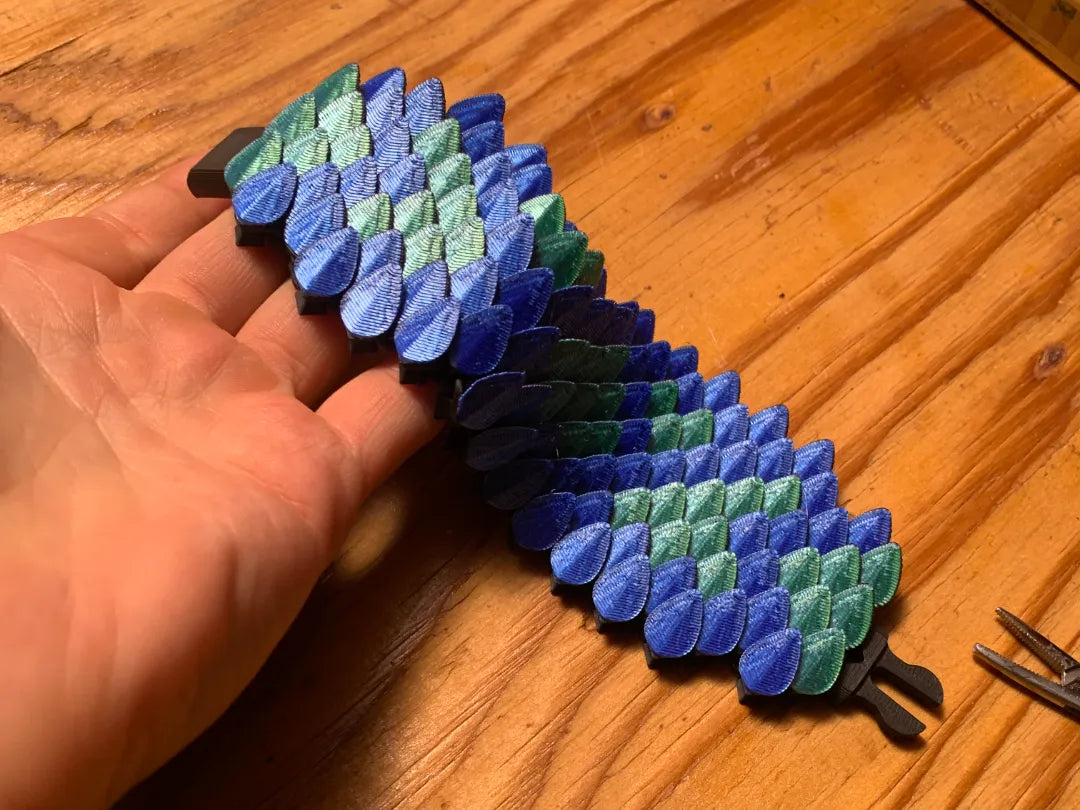 Bracelet entièrement imprimé en 3D avec écailles de dragon et fermoir - Bijoux Print
