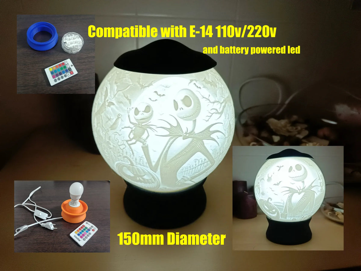 L'Étrange Noël de monsieur Jack Lithophane Lampe Lumineuse - Lumière Print