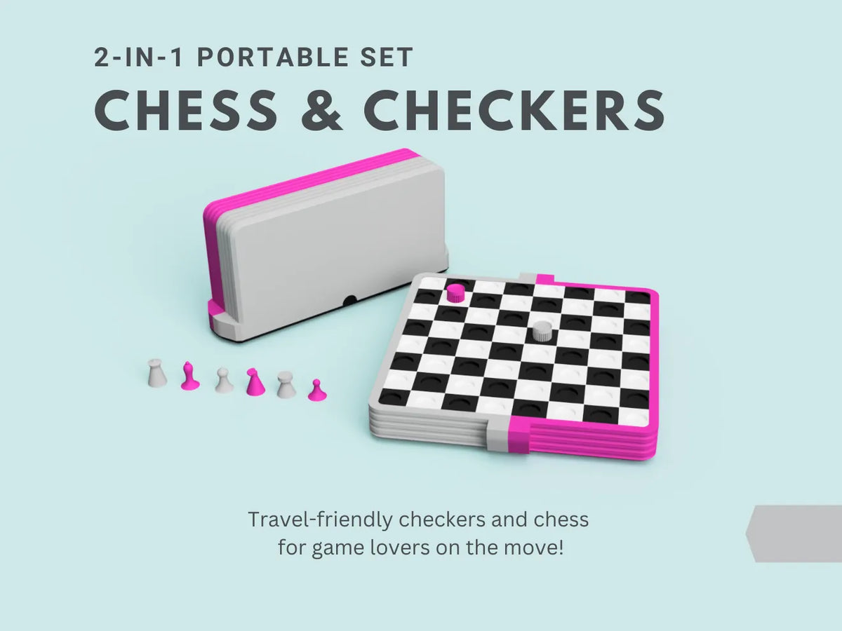 Jeu de Dames et d'Échecs 2-en-1 Portable - Jeux Print