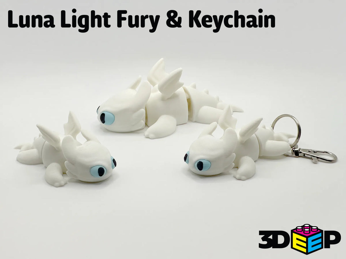 Flexi Luna Light Fury Dragon Toothless et Porte-clés - Figurine Print