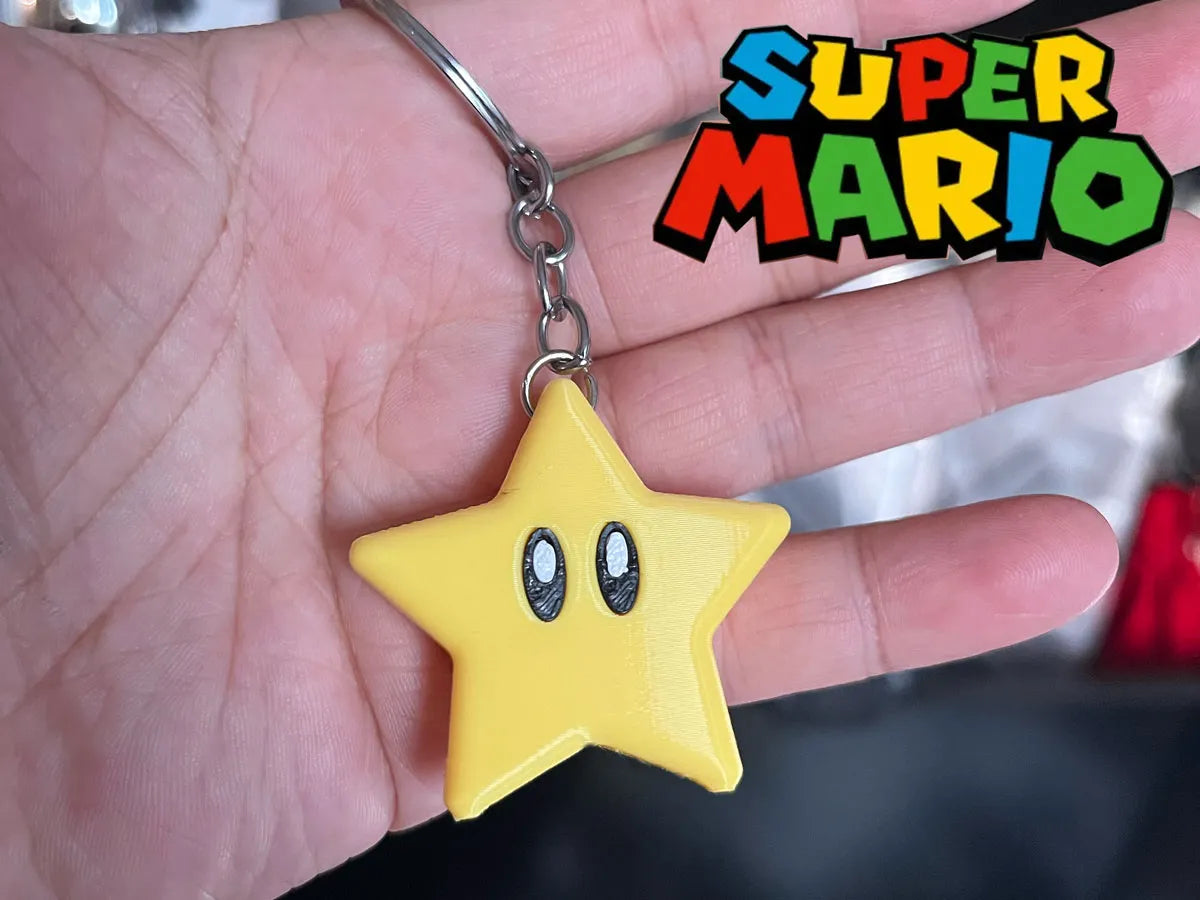 Porte-clés étoile invincible de Mario dans le monde de Mario - Geek Print