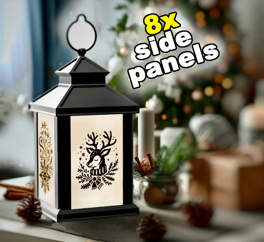 Lanterne LED à lumière vacillante de Noël - Panneaux interchangeables - Outdoor Print
