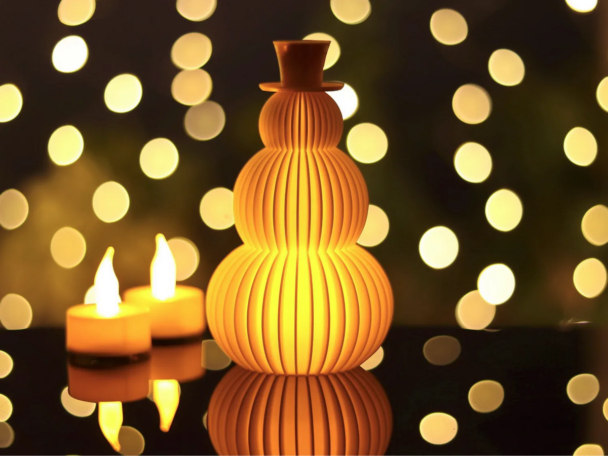 Lanterne Bonhomme de Neige en Papier / Porte-Bougie LED / Lampe - Fêtes Print