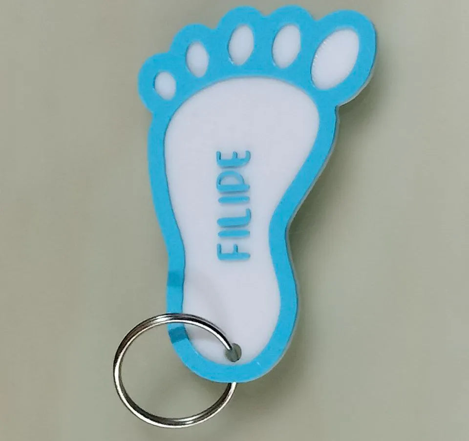Porte-clés personnalisé avec empreinte de pied - Cadeau Print