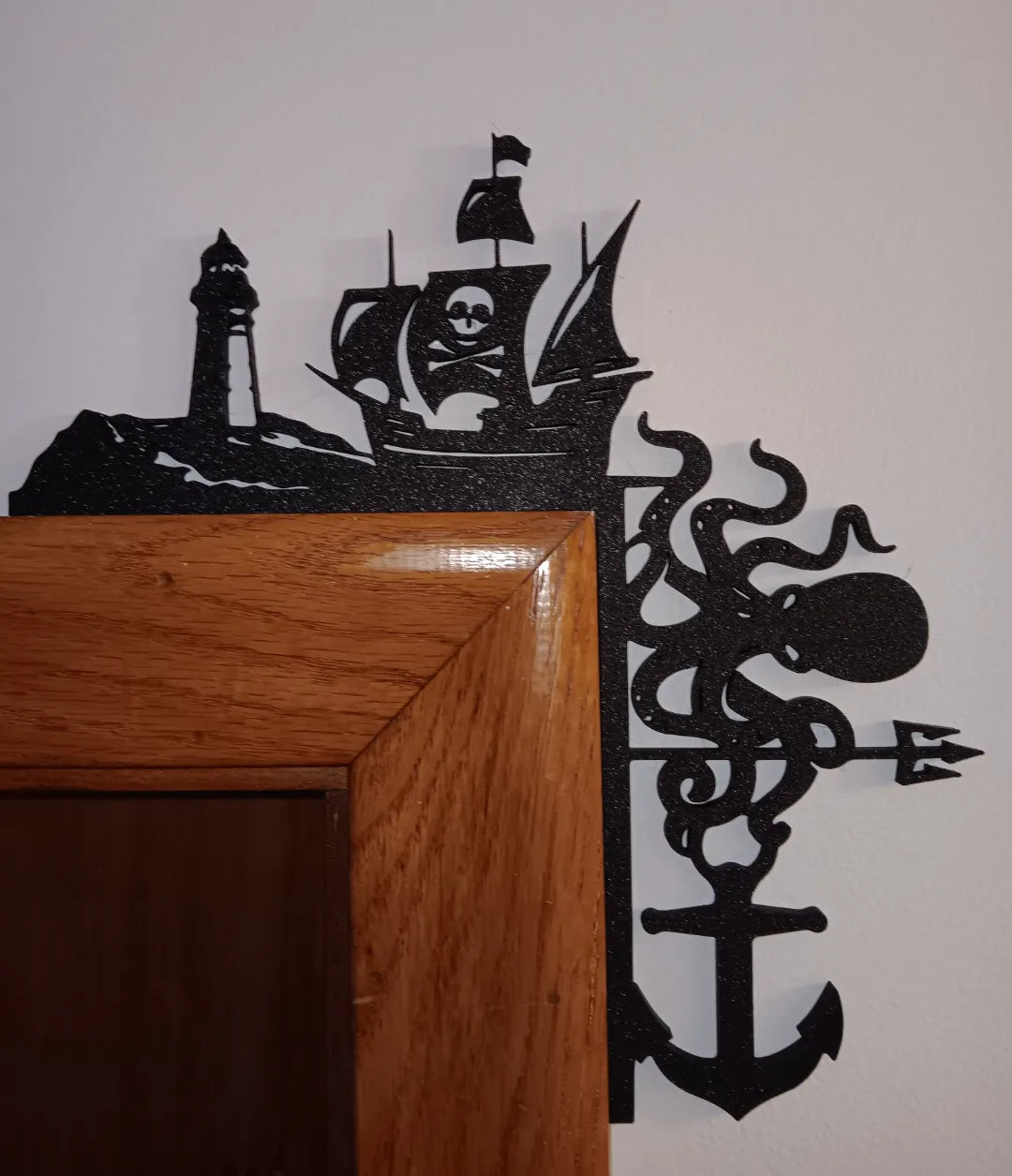Silhouette de bateau pirate pour coin de porte - Maquette Print
