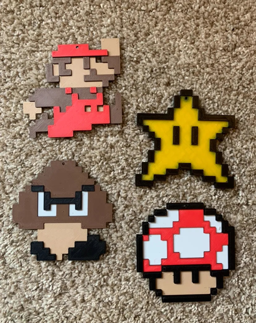 Ornements de Noël Mario 8 bits - Geek Print