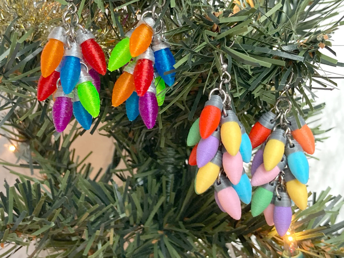 Boucles d'oreilles en forme d'amas de décorations lumineuses de Noël - Bijoux Print