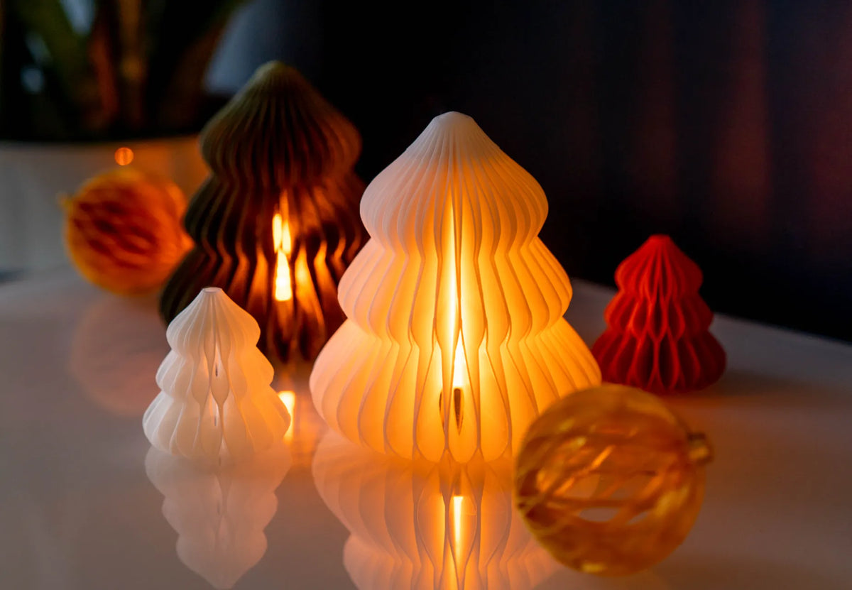 Sapin de Noël en nid d'abeille - Porte-bougie chauffe-plat LED - Cadeau Print