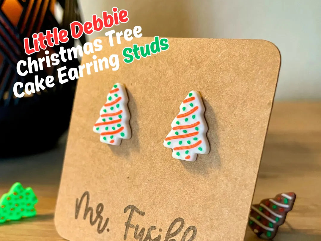 Boucles d'oreilles pendantes en forme de gâteau de Noël Little Debbie - Bijoux Print
