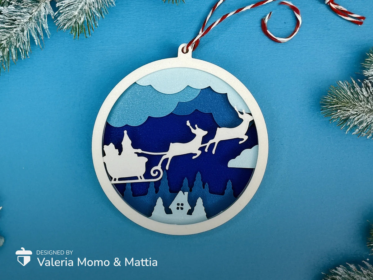 Boule de Noël Diorama, Renne et traîneau, n°1 - Fêtes Print