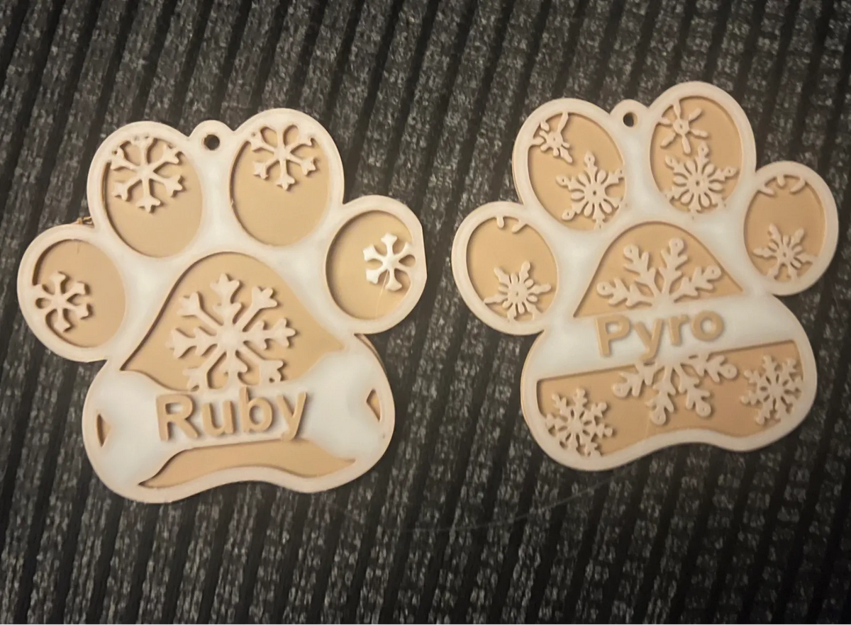 Décoration d'arbre de Noël personnalisable en forme de patte - Pet Print