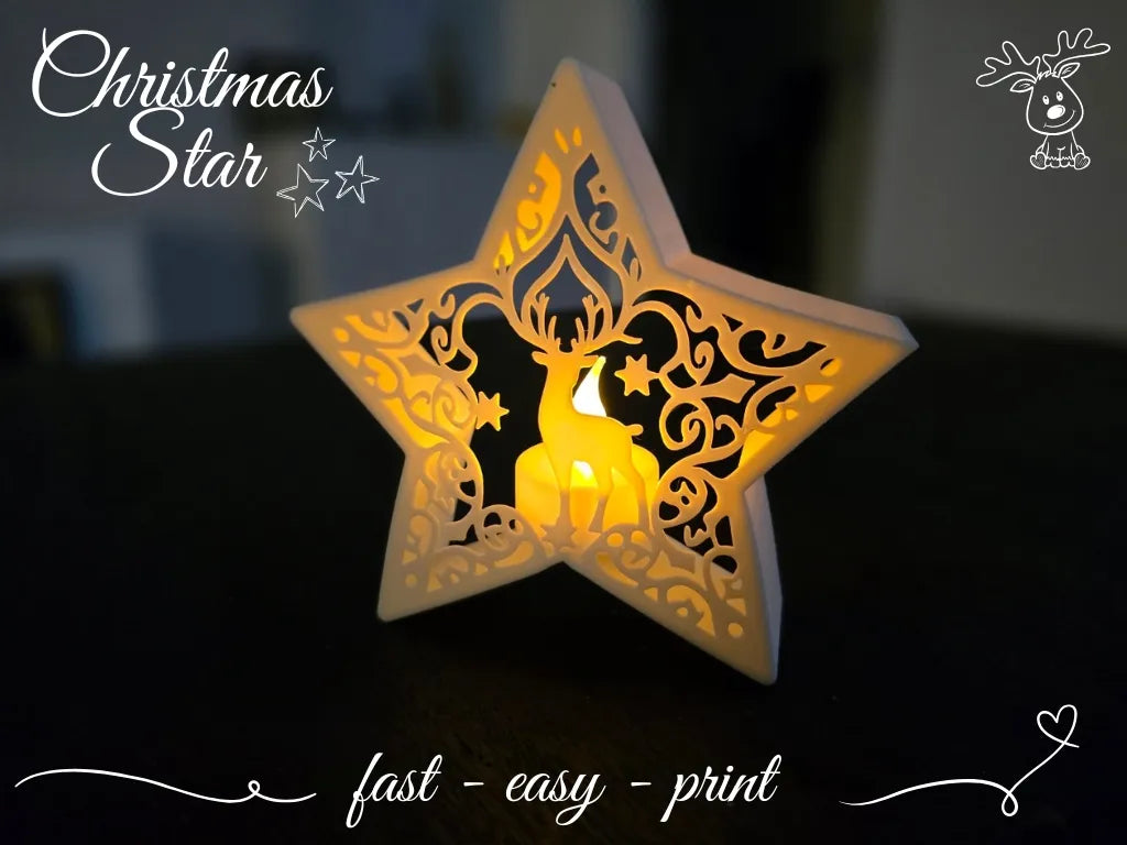Bougie chauffe-plat étoile de Noël "Renne" - Fêtes Print