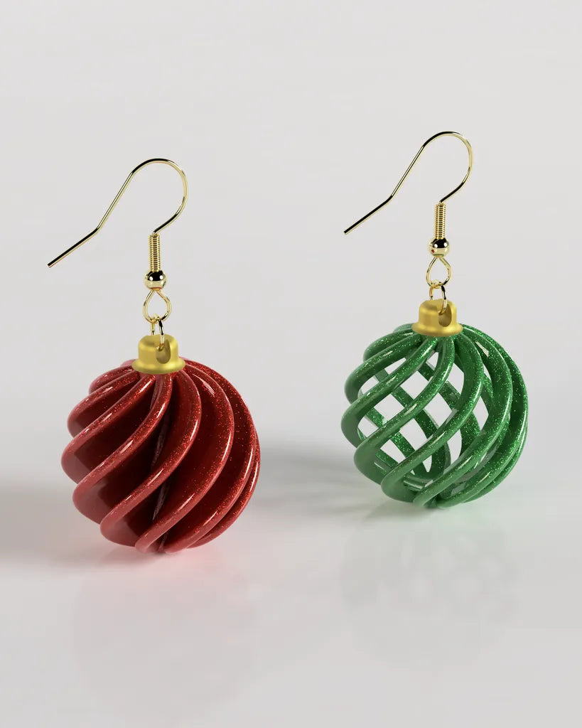 Boucles d'oreilles en forme de boule de Noël - Bijoux Print