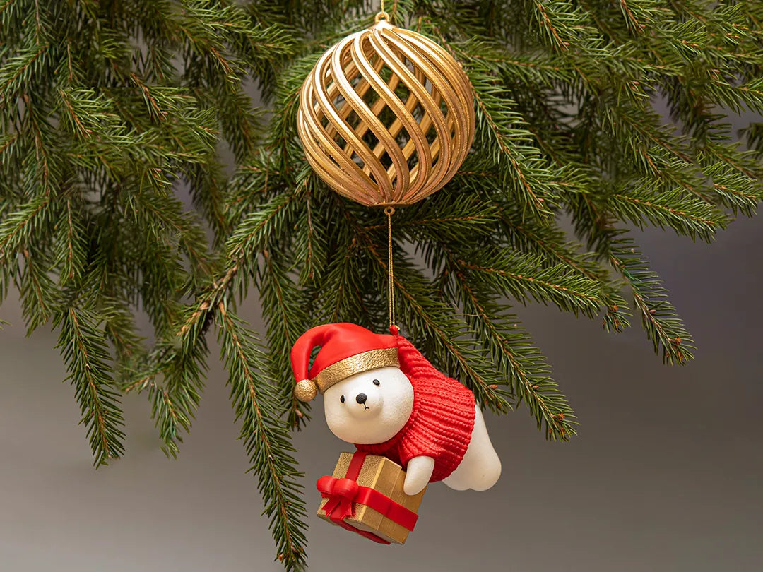 Adorable figurine d'ours de Noël avec boîte cadeau - Figurine Print