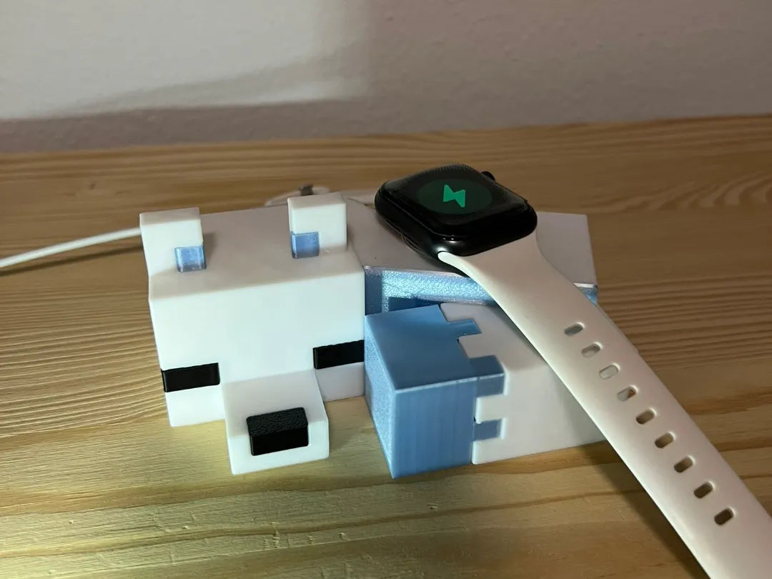 Support Apple Watch en forme de renard arctique endormi - Minecraft - Tech Print