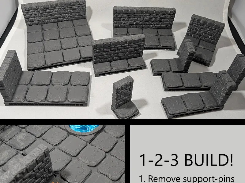 Tuiles de murs de donjon en pierre (système OpenLOCK) - Jeux Print