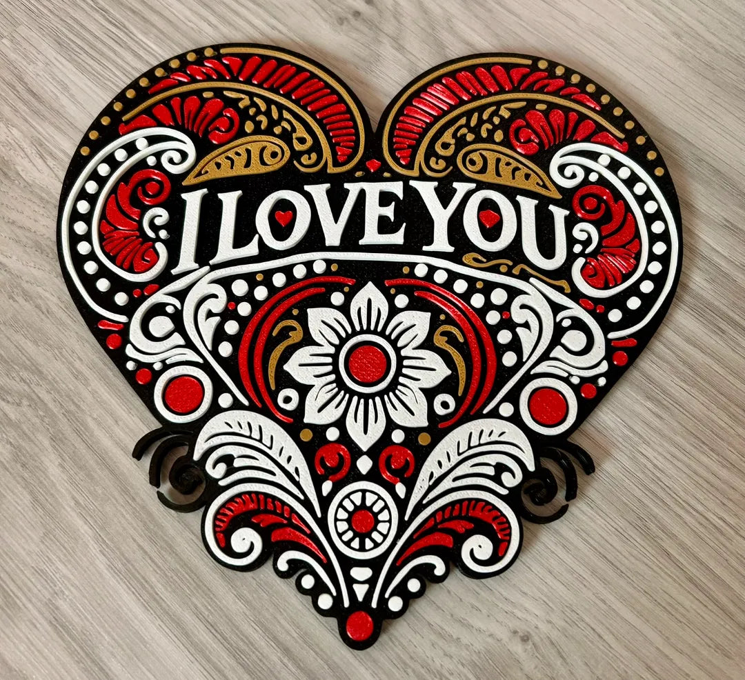 Art mural en relief Saint-Valentin Cœur Je t'aime - Fêtes Print